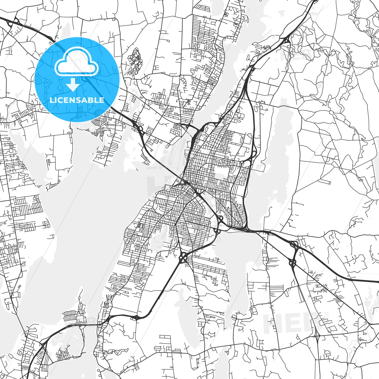 Fall River, Massachusetts - Area Map - Light