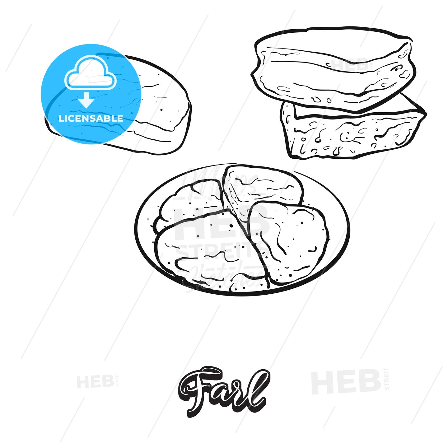 Farl food sketch on chalkboard – instant download