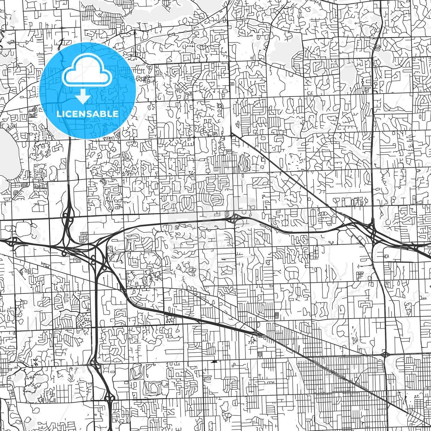 Farmington Hills, Michigan - Area Map - Light