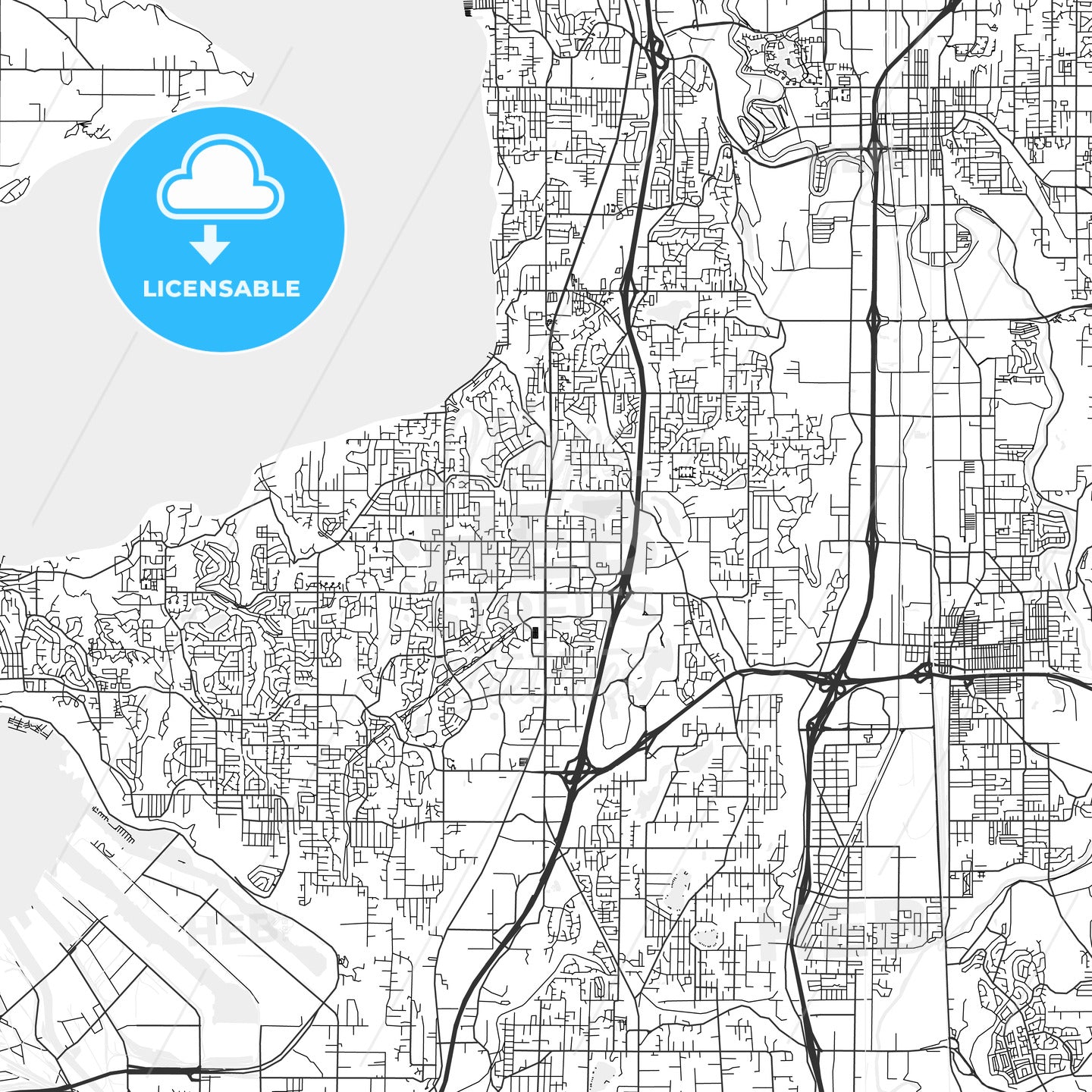 Federal Way, Washington - Area Map - Light
