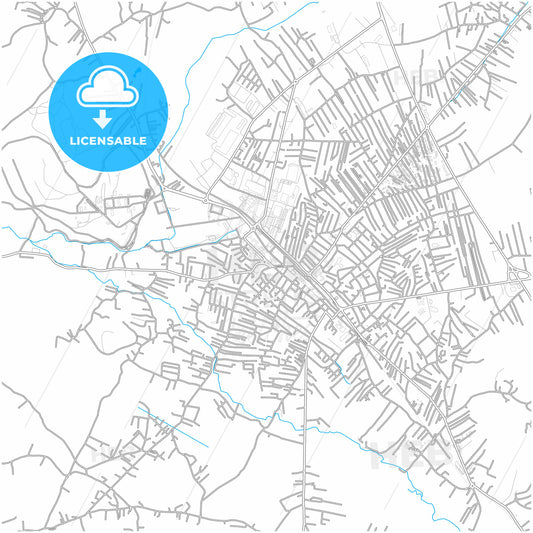 Ferizaj / Uroševac, District of Ferizaj, Kosovo, city map with high quality roads.