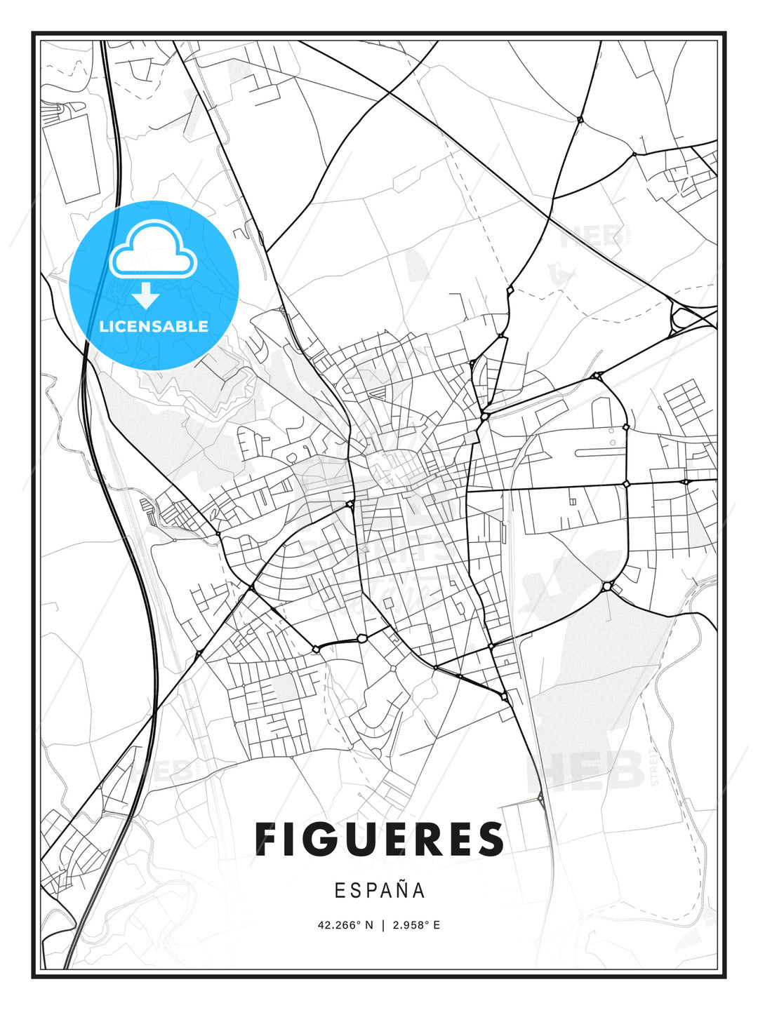 Figueres, Spain, Modern Print Template in Various Formats - HEBSTREITS Sketches