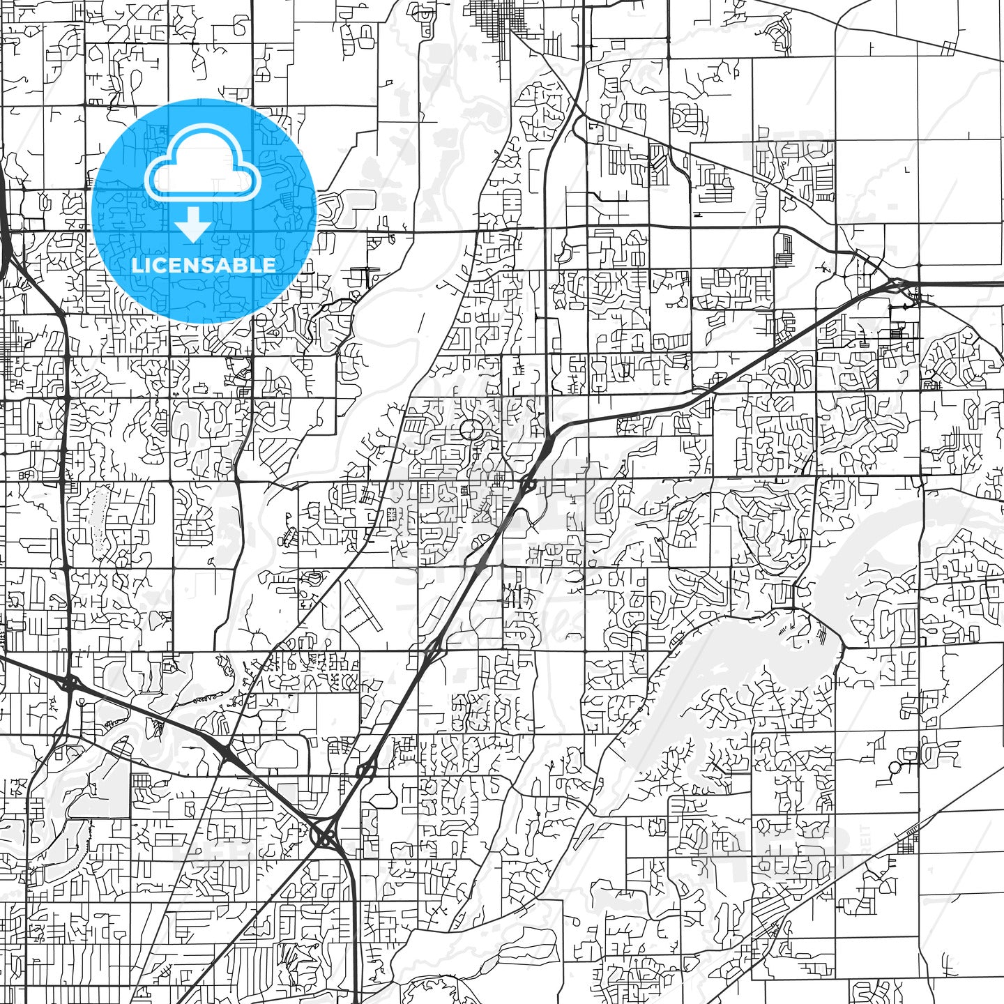 Fishers, Indiana - Area Map - Light