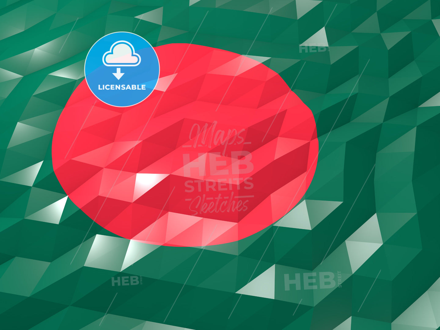 Flag of Bangladesh 3D Wallpaper Illustration – instant download