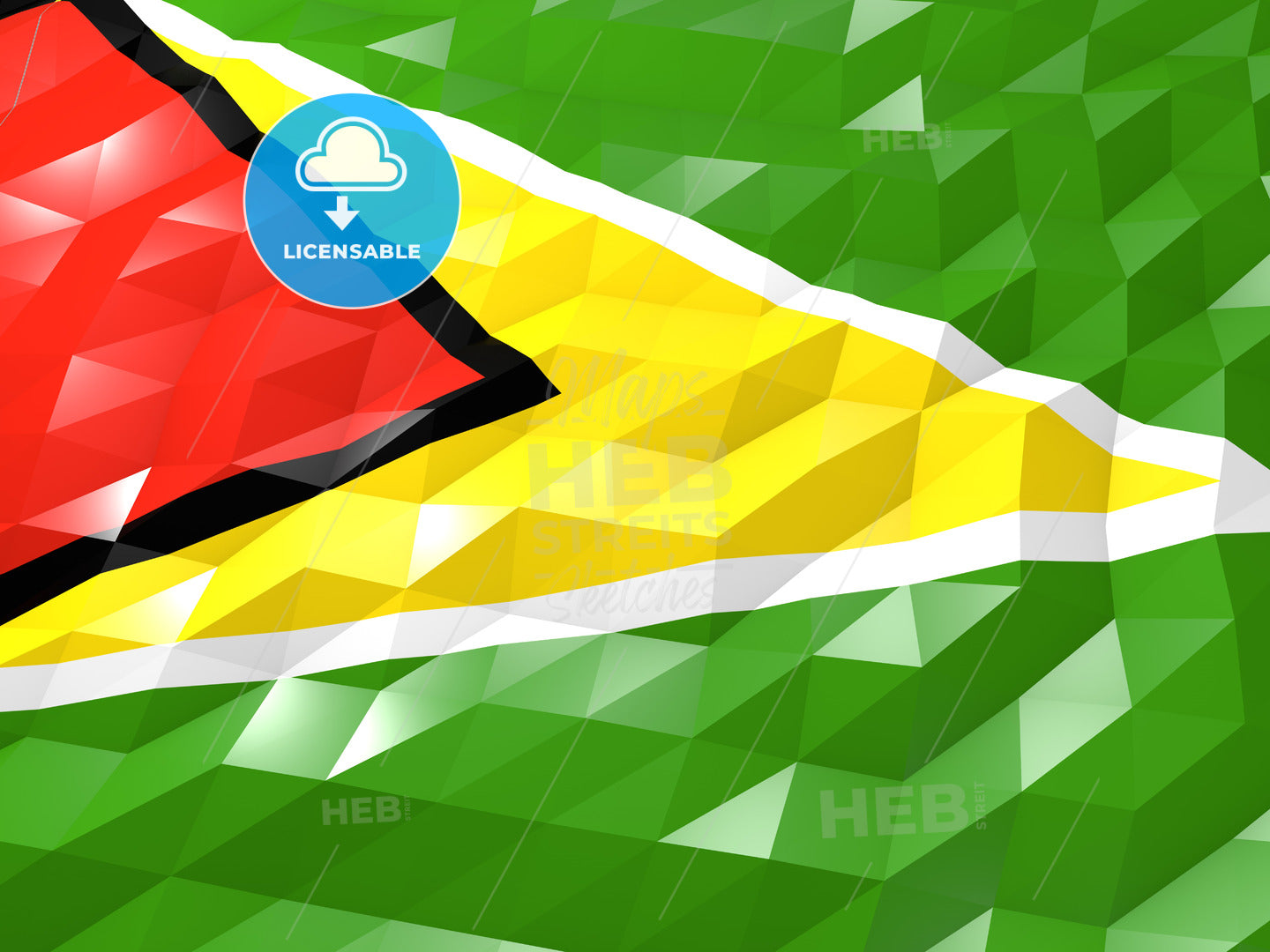 Flag of Guyana 3D Wallpaper Illustration – instant download