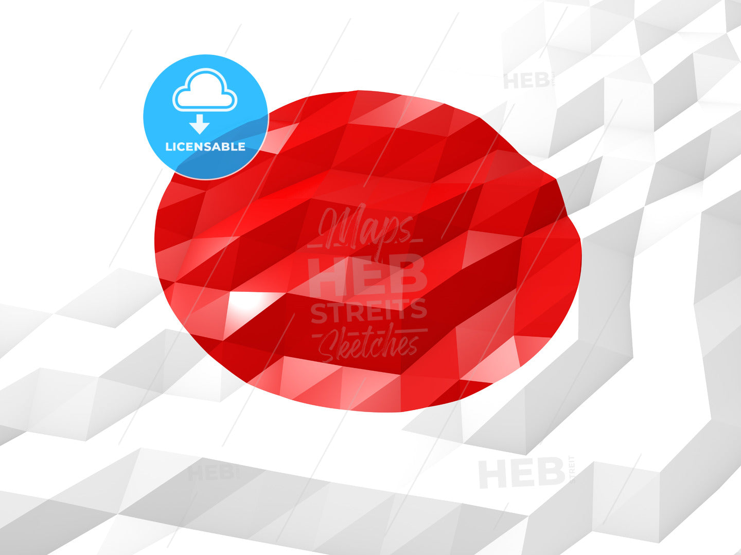 Flag of Japan 3D Wallpaper Illustration – instant download