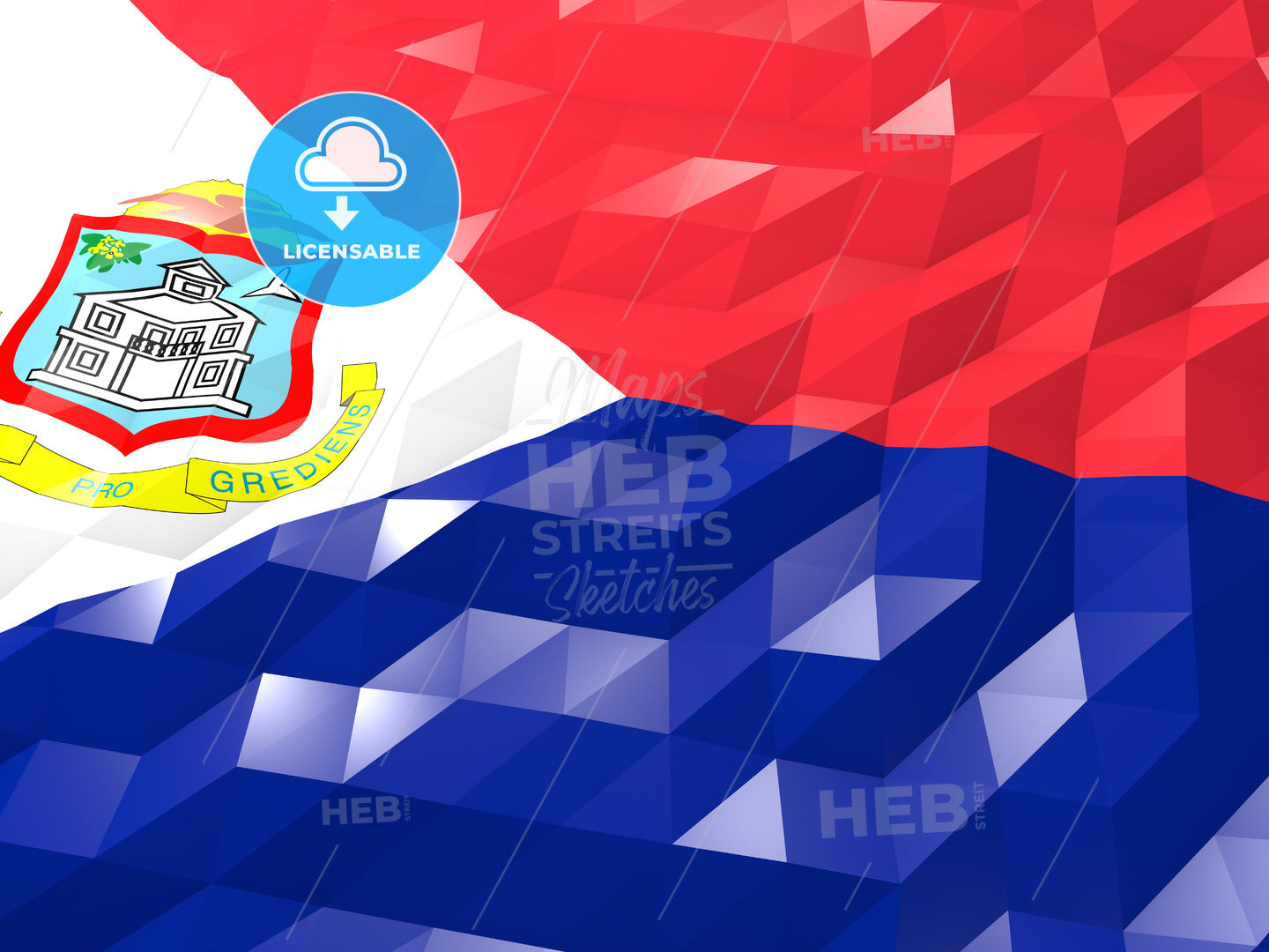 Flag of Sint Maarten (Dutch part) 3D Wallpaper Illustration – instant download