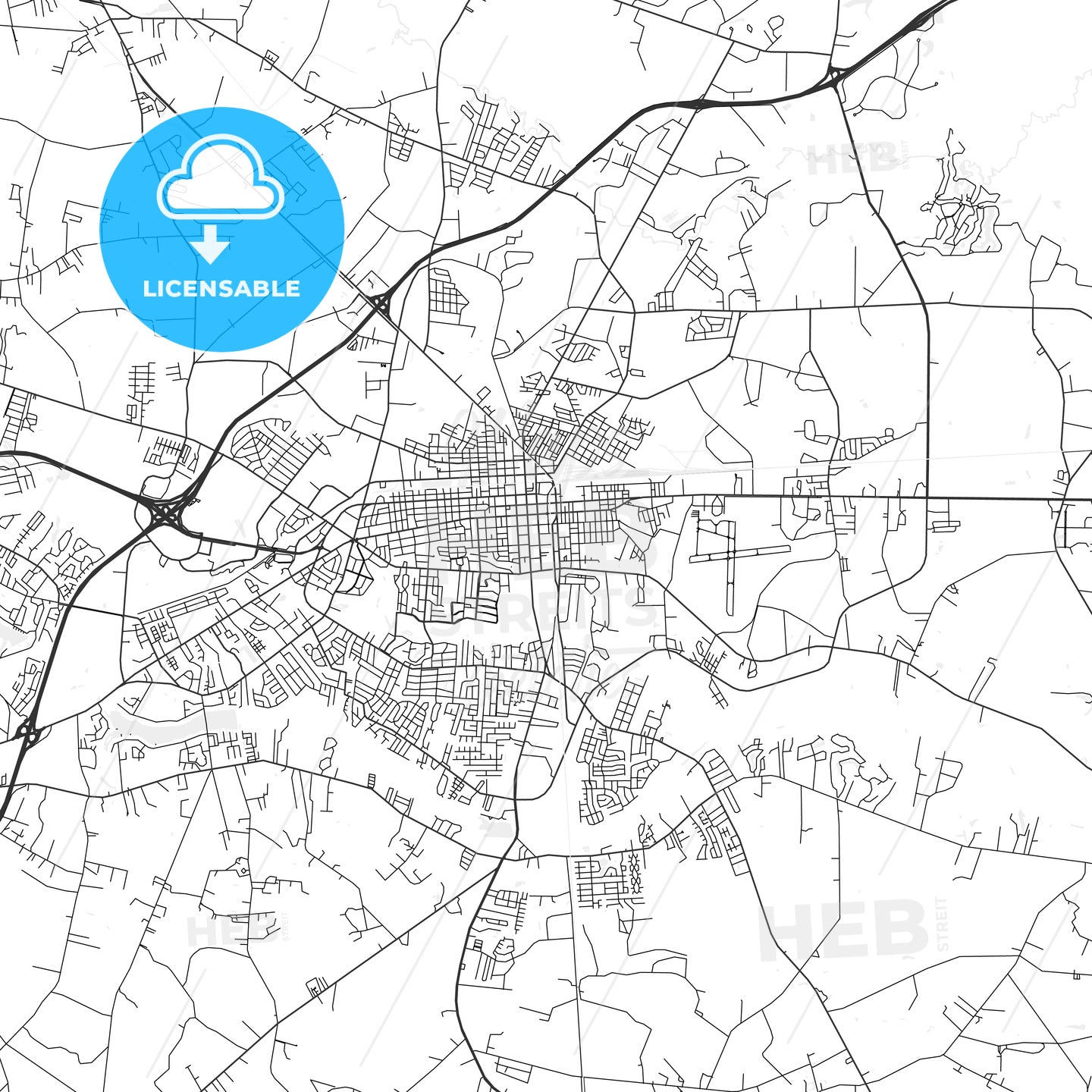 Florence, South Carolina Area Map Light HEBSTREITS