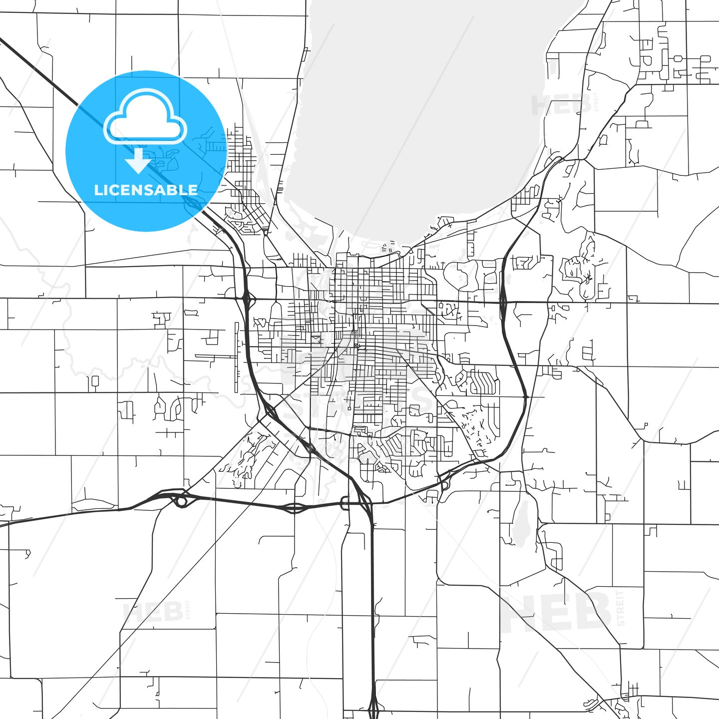 Fond du Lac, Wisconsin - Area Map - Light