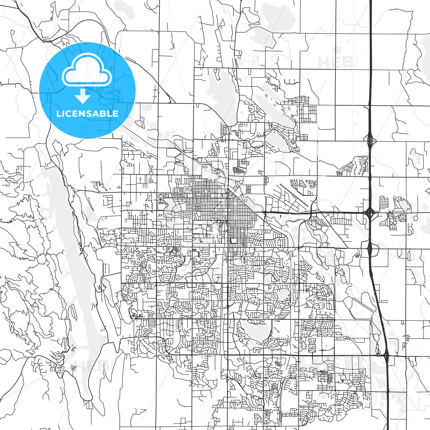 Fort Collins, Colorado - Area Map - Light