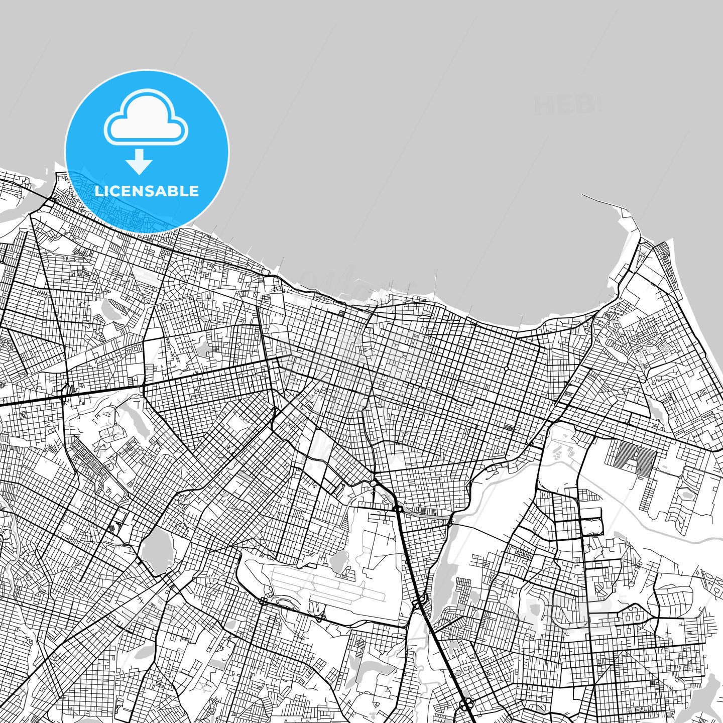 Fortaleza, Ceará, downtown map, light