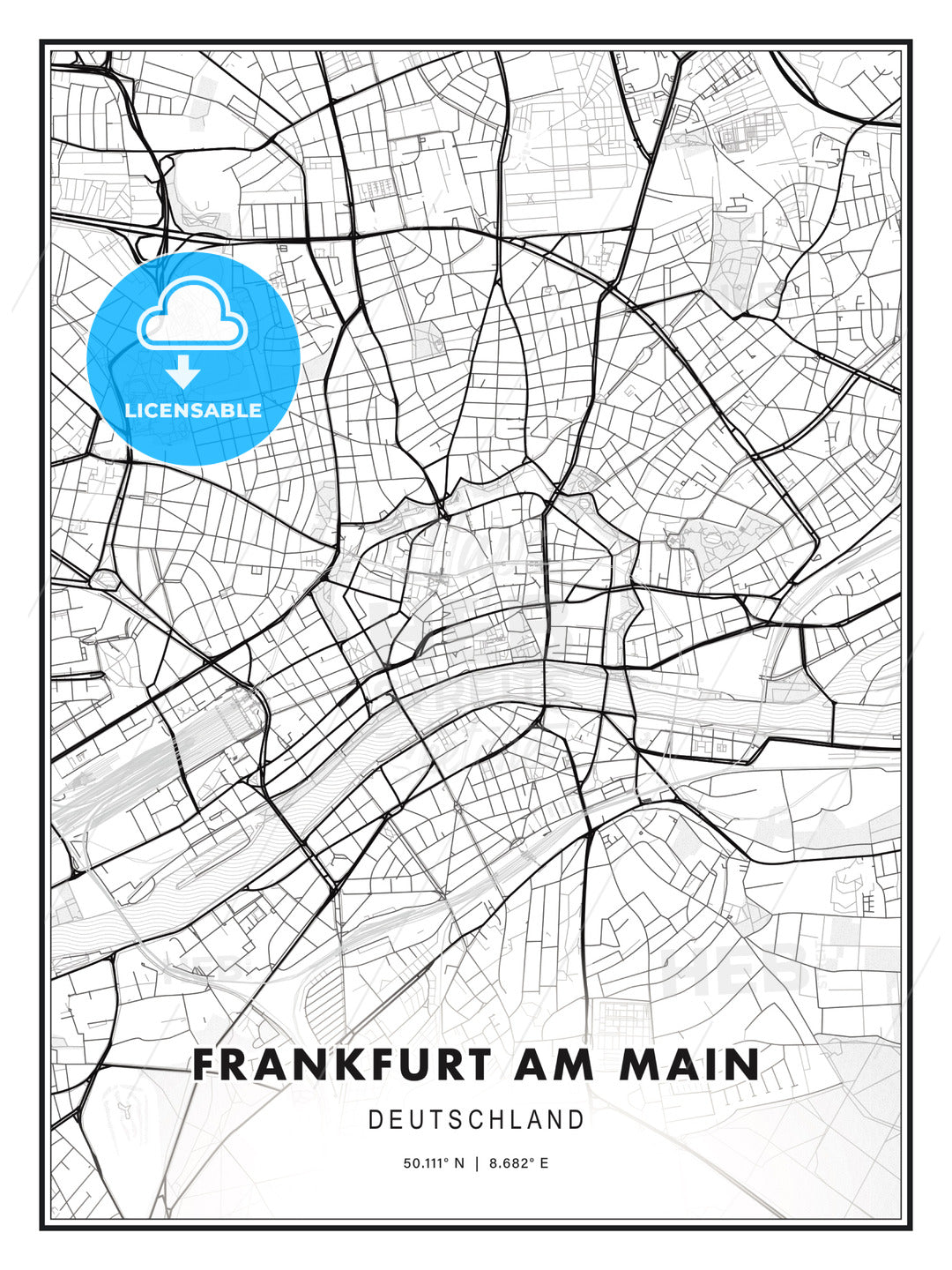 Frankfurt am Main, Germany, Modern Print Template in Various Formats - HEBSTREITS Sketches