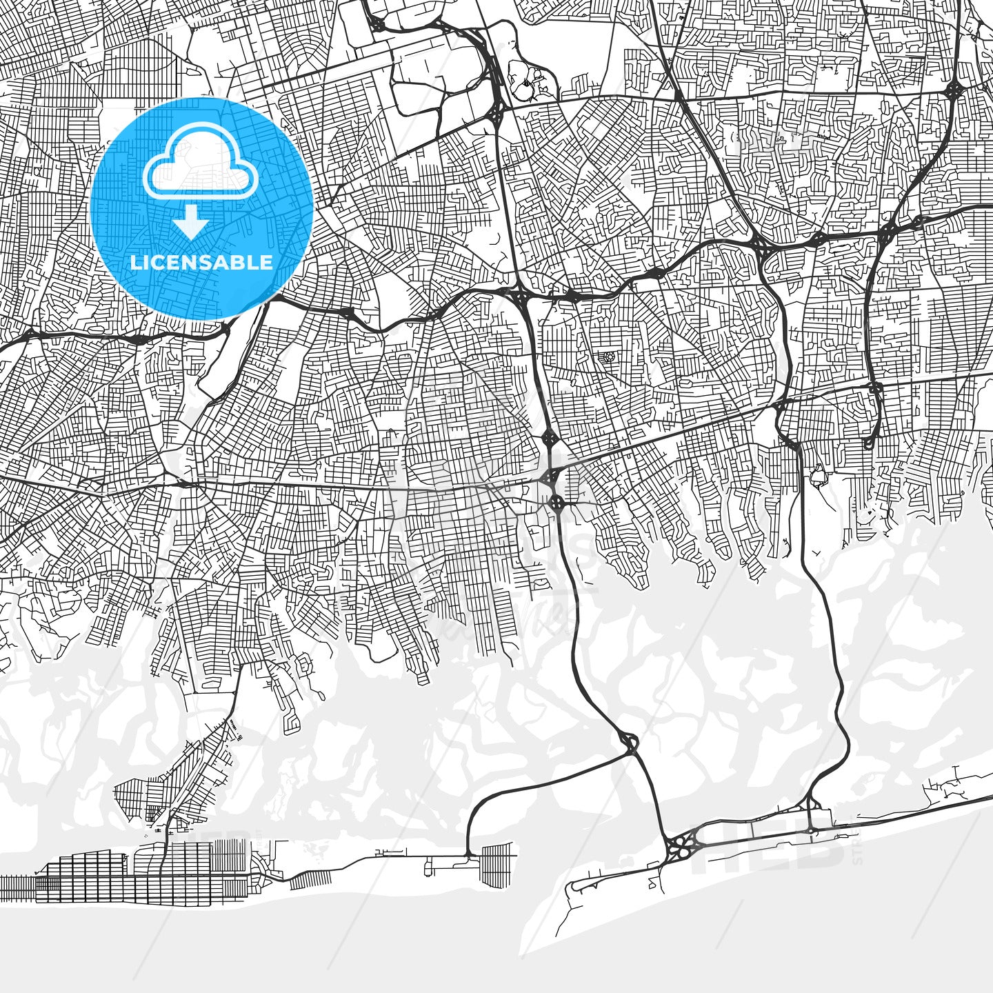 Freeport, New York - Area Map - Light