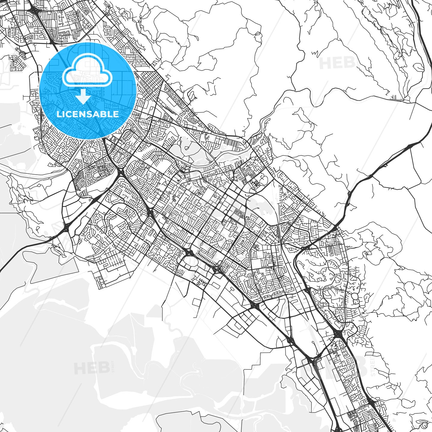 Fremont, California - Area Map - Light
