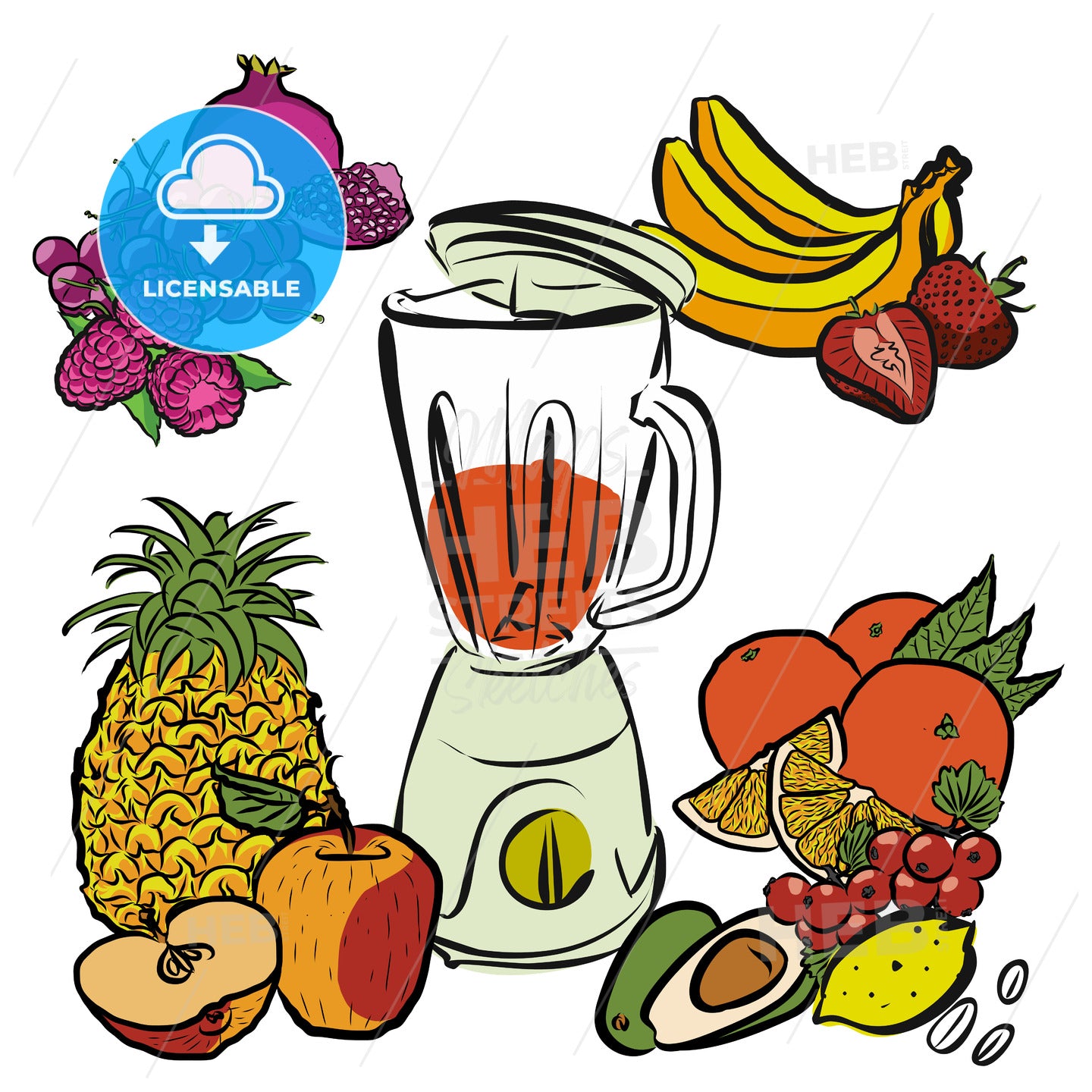 Fresh Summer Fruits and Mixer – instant download