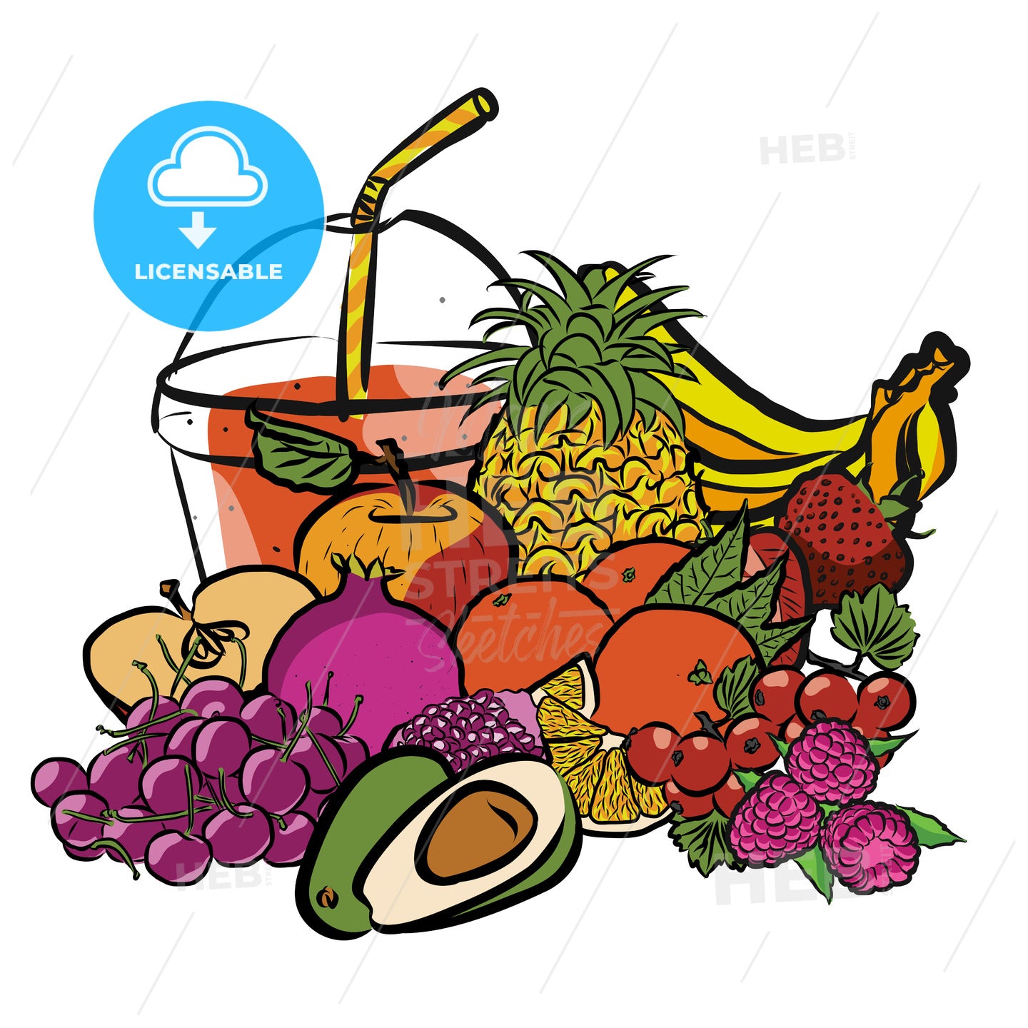 Fresh Summer Fruits and Smoothie to Go – instant download