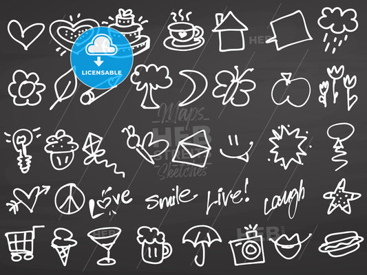 Fun doodles. Icons on Chalkboard. – instant download