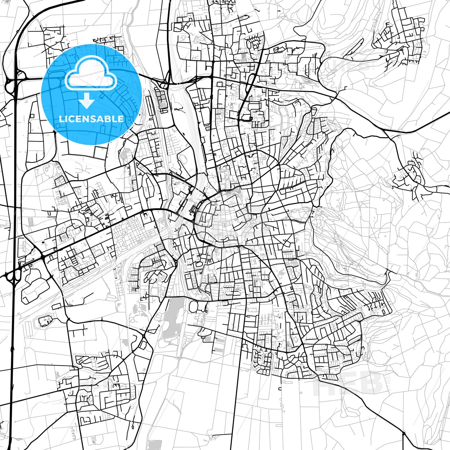Göttingen, Germany, Vector Map - Light