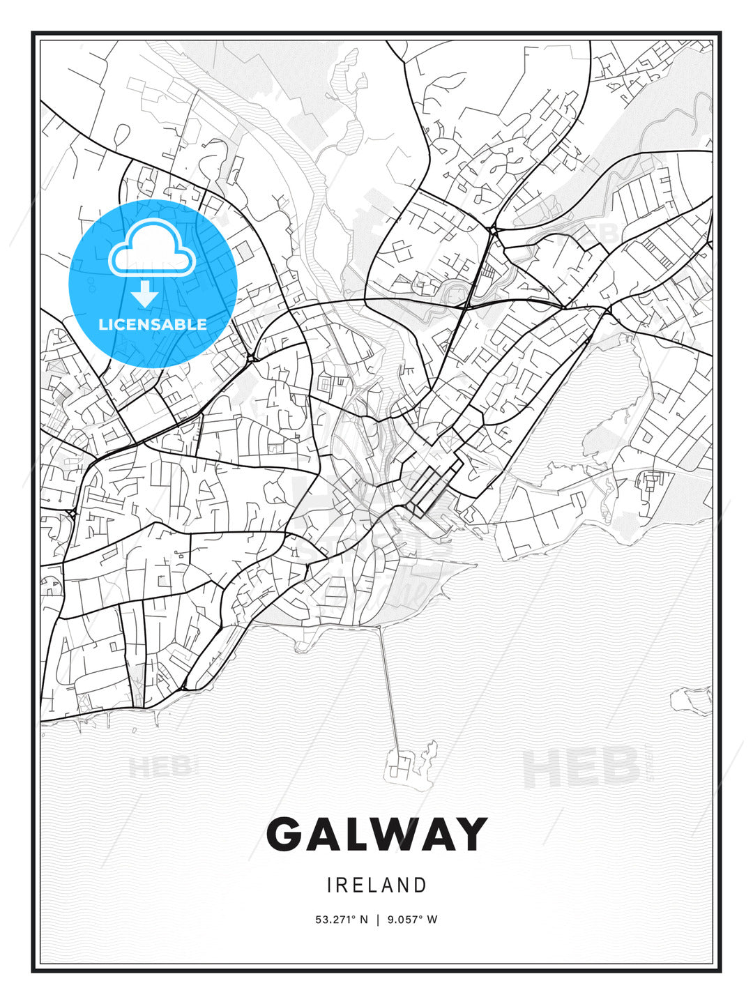 Galway, Ireland, Modern Print Template in Various Formats - HEBSTREITS Sketches