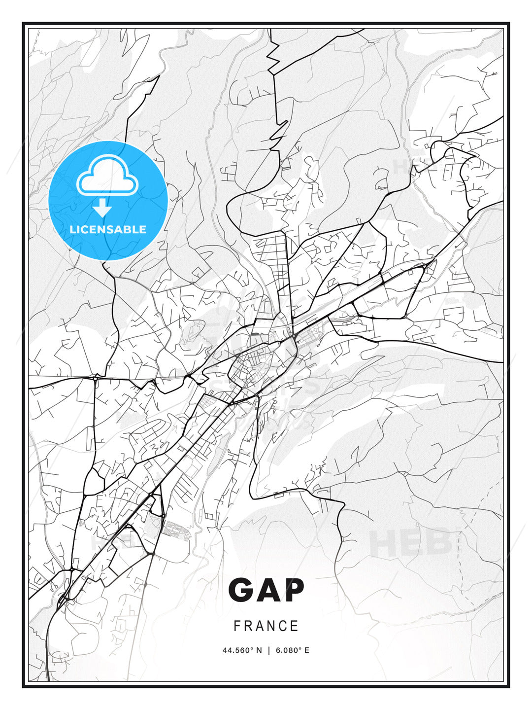 Gap, France, Modern Print Template in Various Formats - HEBSTREITS Sketches