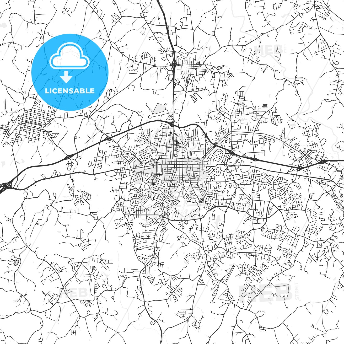 Gastonia, North Carolina - Area Map - Light
