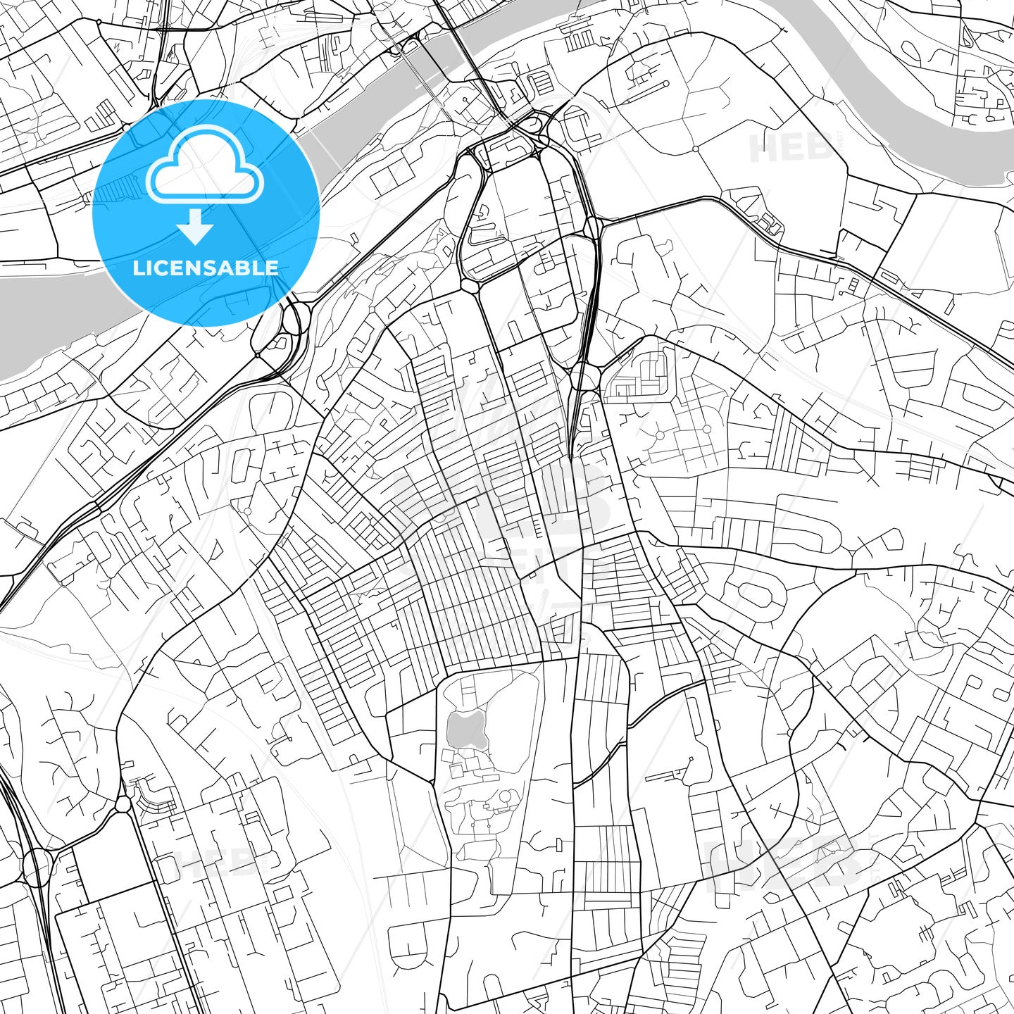 Map of GATESHEAD Black and White Map Print City Print 