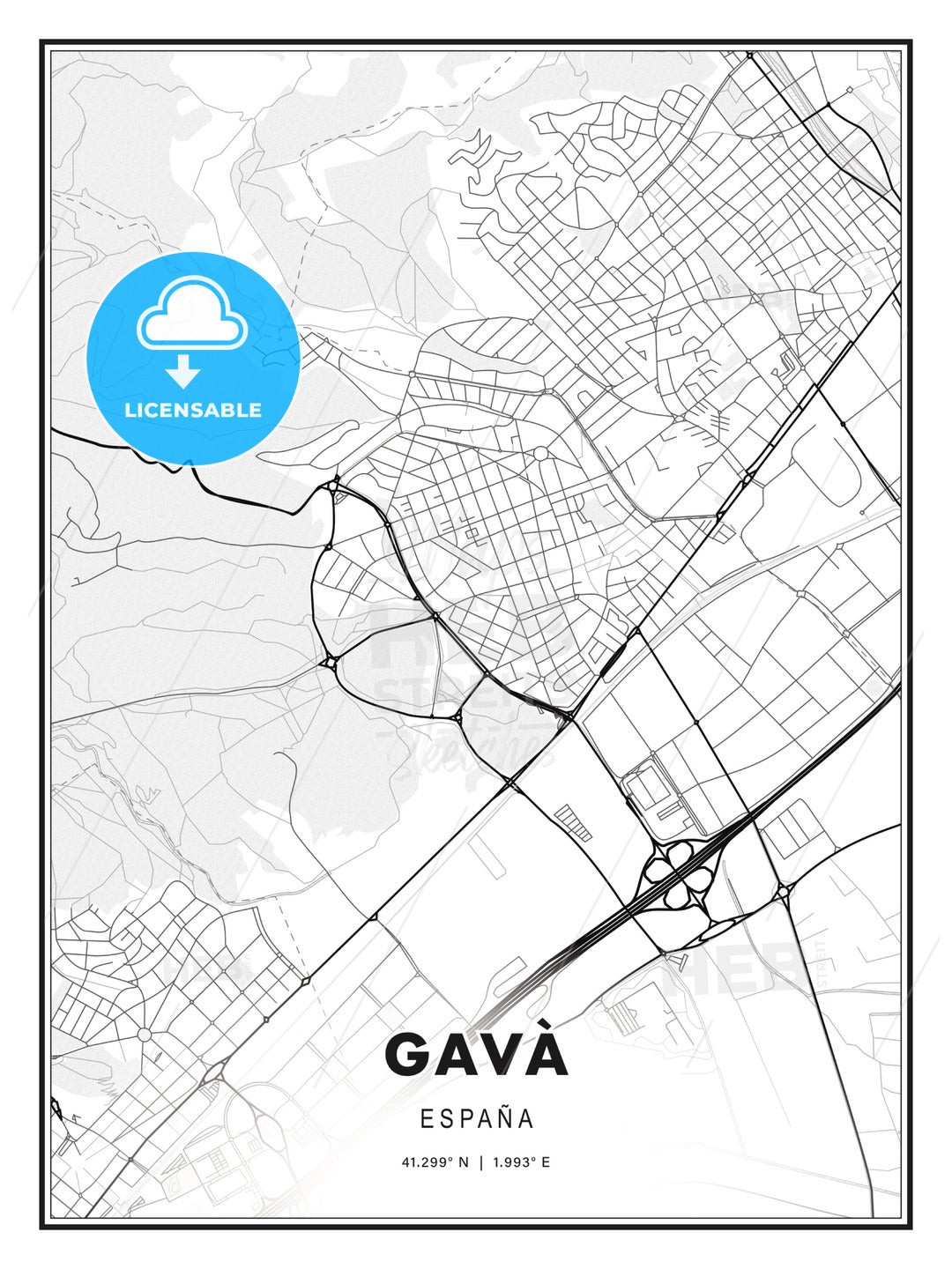 Gavà, Spain, Modern Print Template in Various Formats - HEBSTREITS Sketches