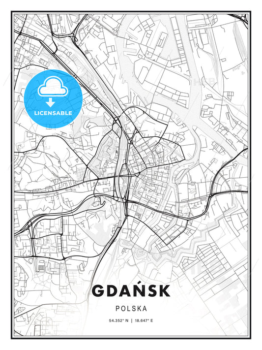 Gdańsk, Poland, Modern Print Template in Various Formats - HEBSTREITS Sketches
