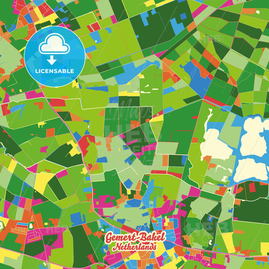 Gemert-Bakel, Netherlands Crazy Colorful Street Map Poster Template - HEBSTREITS Sketches