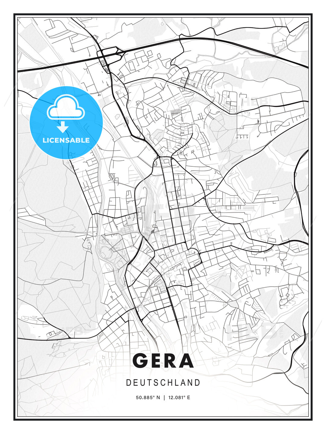 Gera, Germany, Modern Print Template in Various Formats - HEBSTREITS Sketches