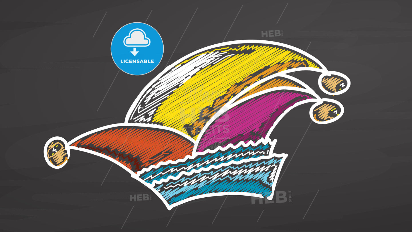 German carnival hat sketch on chalkboard – instant download