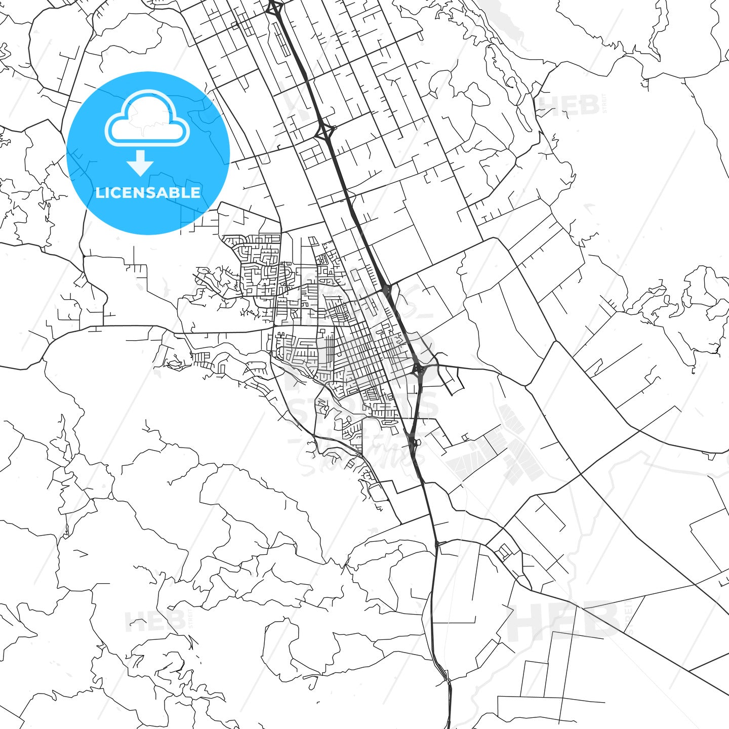 Gilroy, California - Area Map - Light