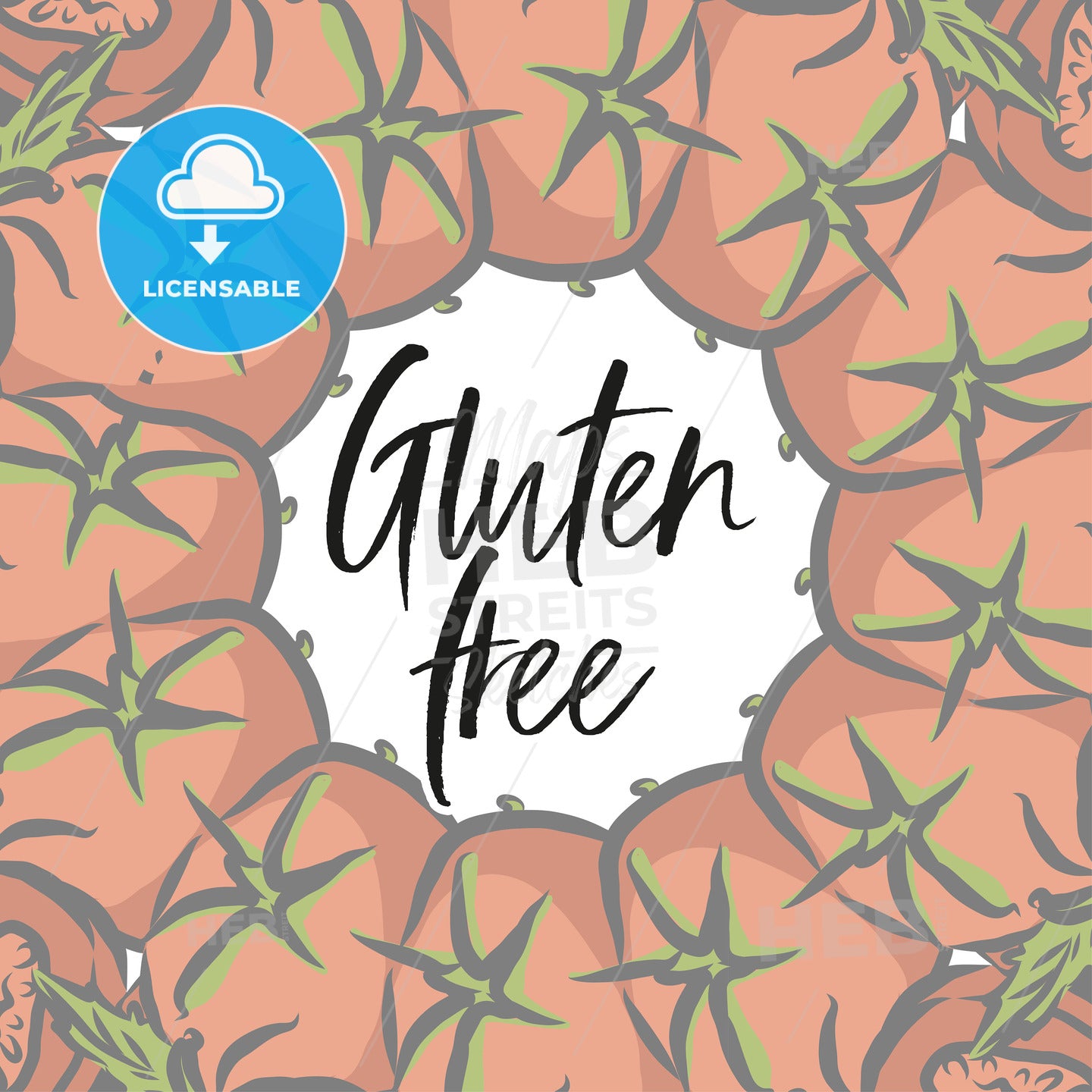 Gluten free lettering and Tomatoes arranged in a circle – instant download