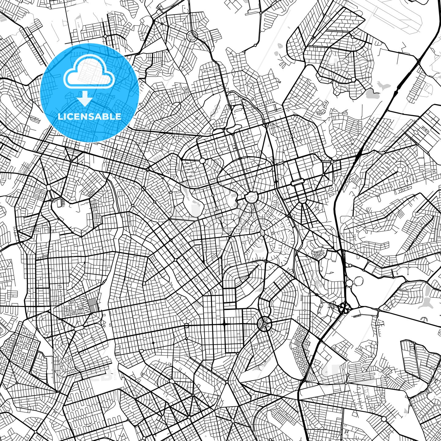 Goiânia, Goiás, downtown map, light