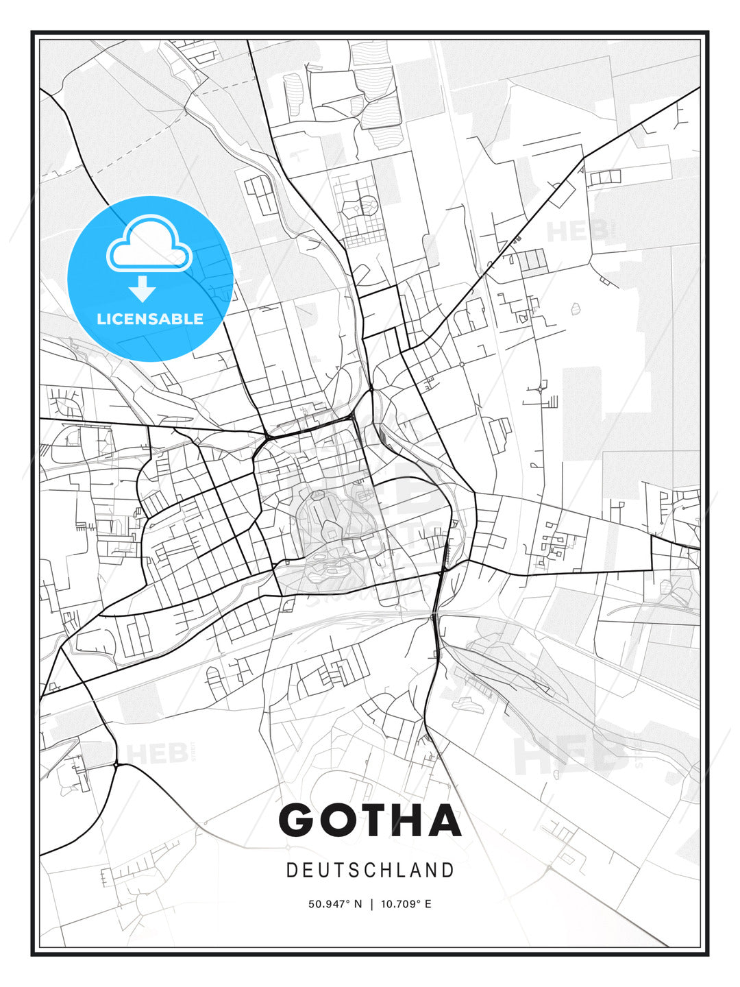 Gotha, Germany, Modern Print Template in Various Formats - HEBSTREITS Sketches