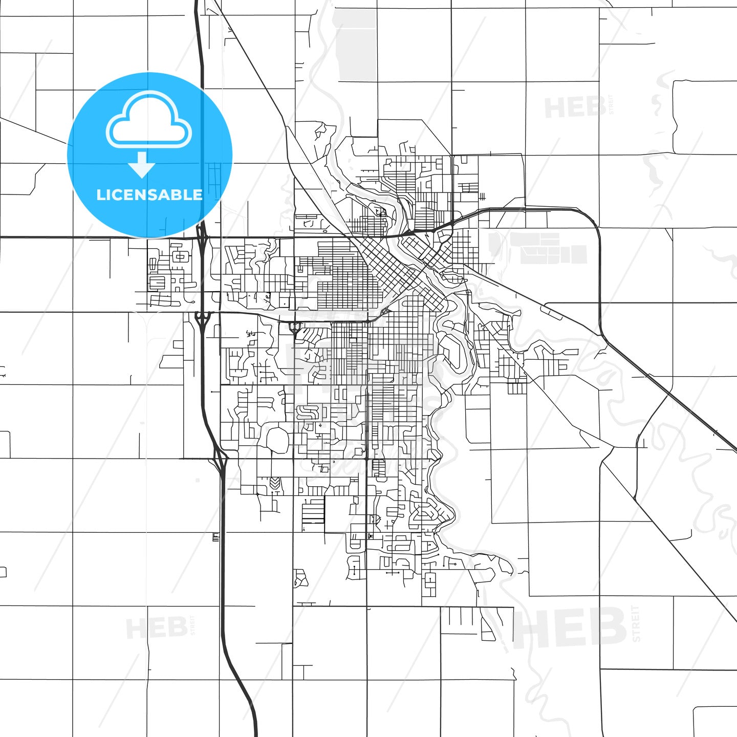 Grand Forks, North Dakota - Area Map - Light