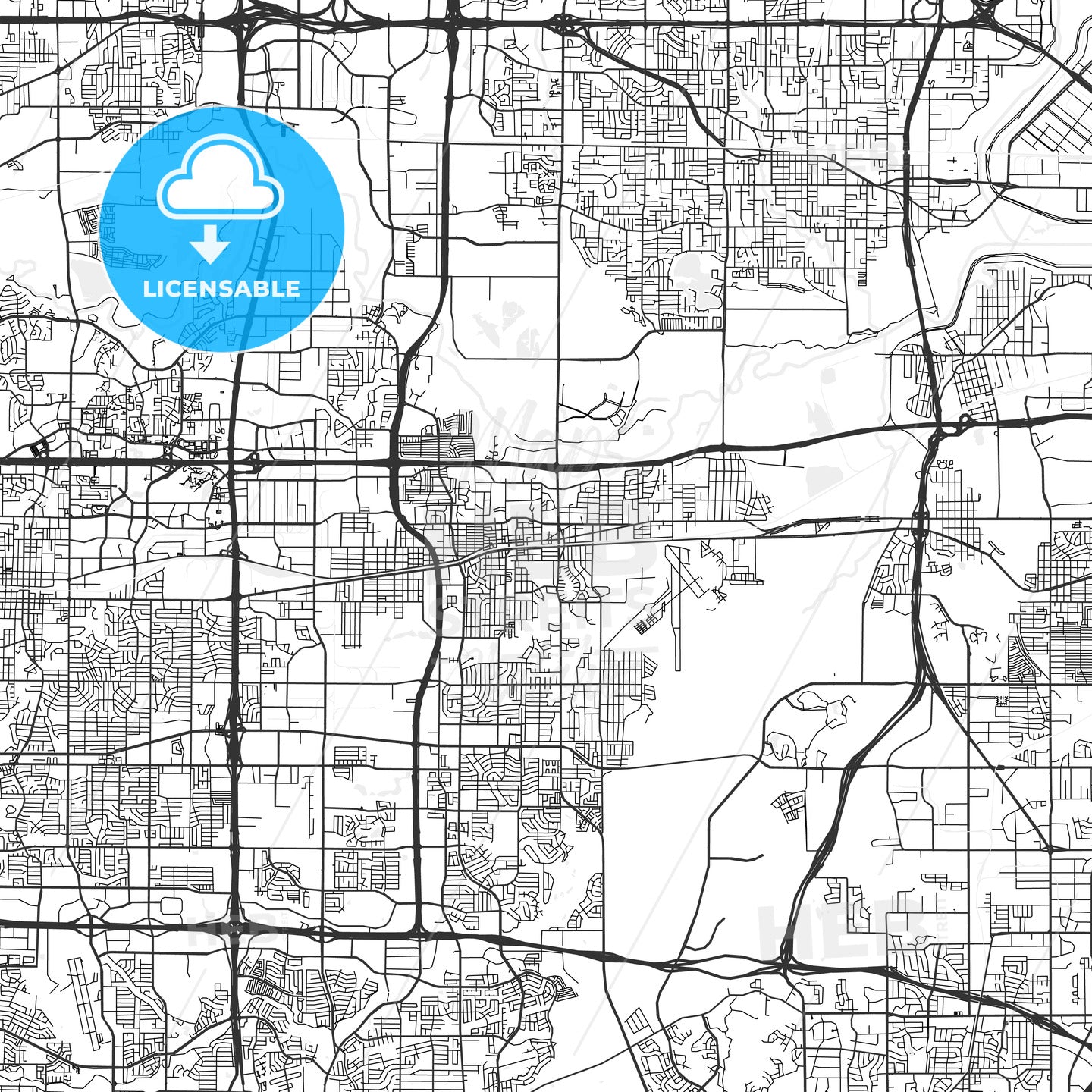 Grand Prairie, Texas - Area Map - Light