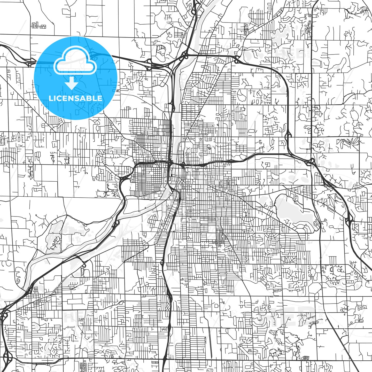 Grand Rapids, Michigan - Area Map - Light