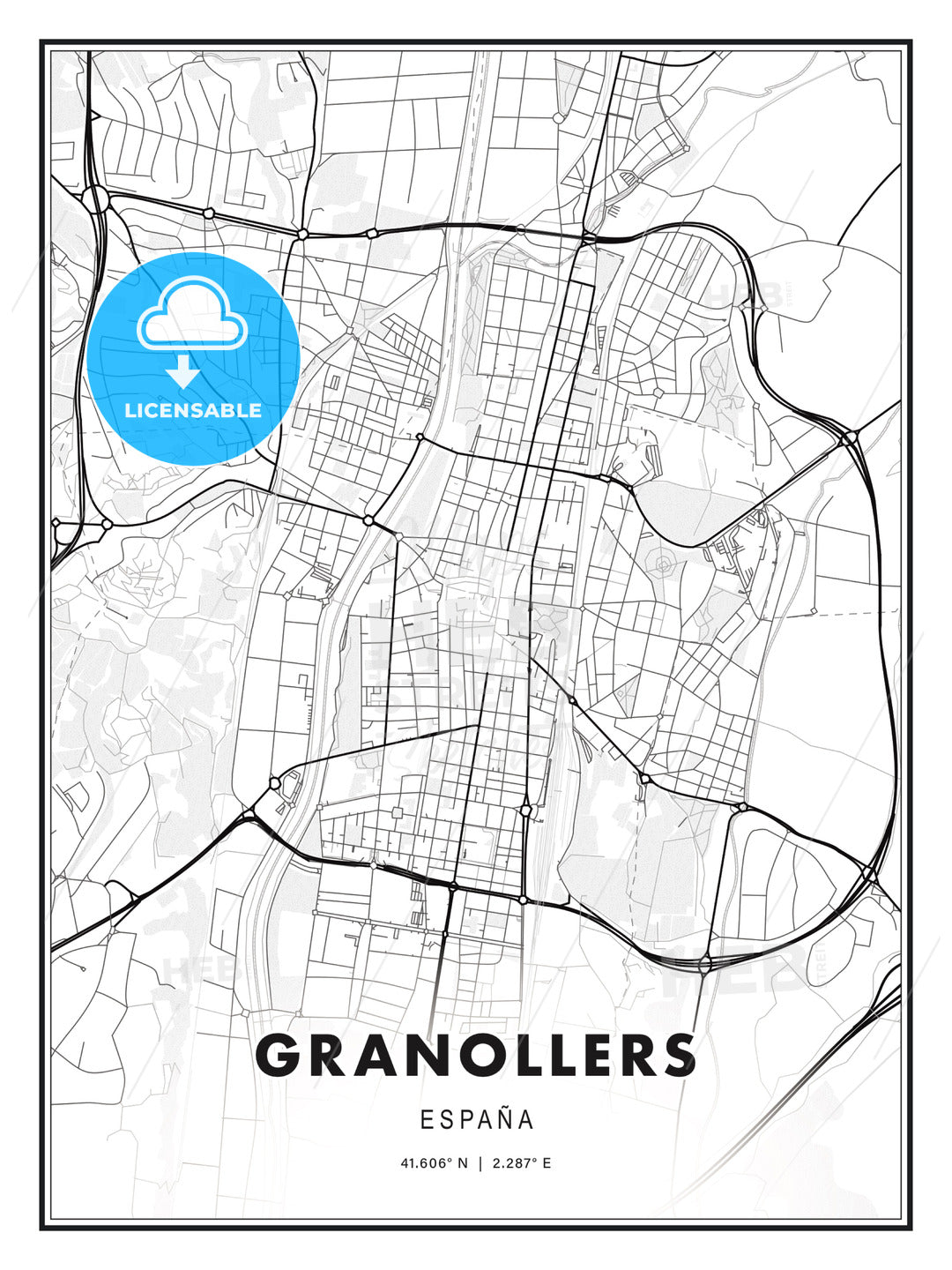 Granollers, Spain, Modern Print Template in Various Formats - HEBSTREITS Sketches