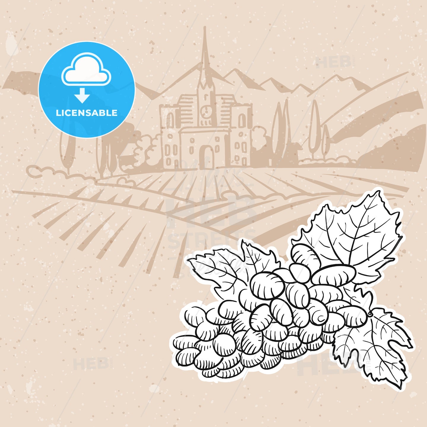 Grapes and Vineyard Farm, Menu Card Background Design – instant download