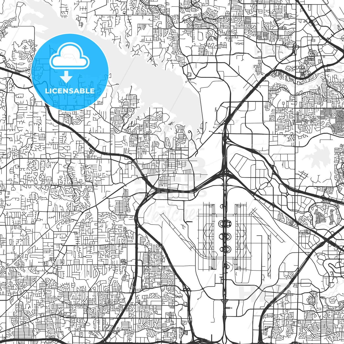 Grapevine, Texas - Area Map - Light