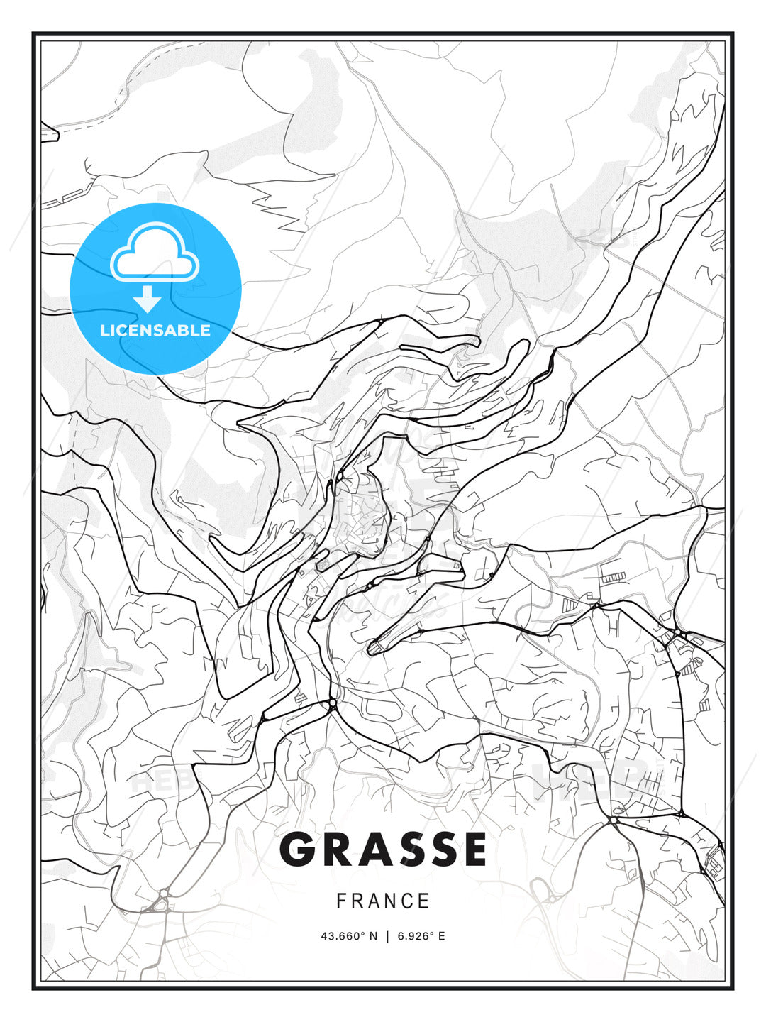 Grasse, France, Modern Print Template in Various Formats - HEBSTREITS Sketches