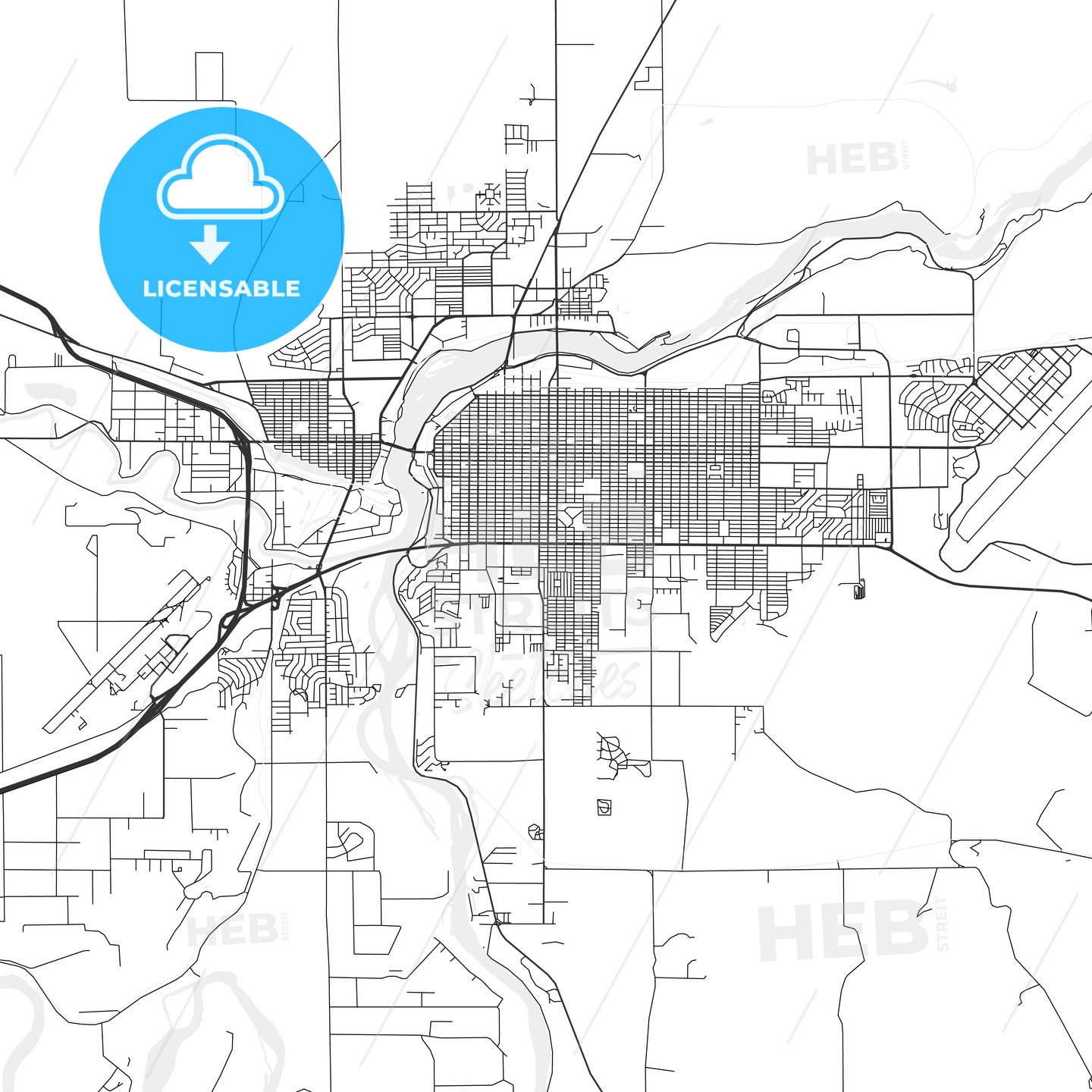 Great Falls, Montana - Area Map - Light
