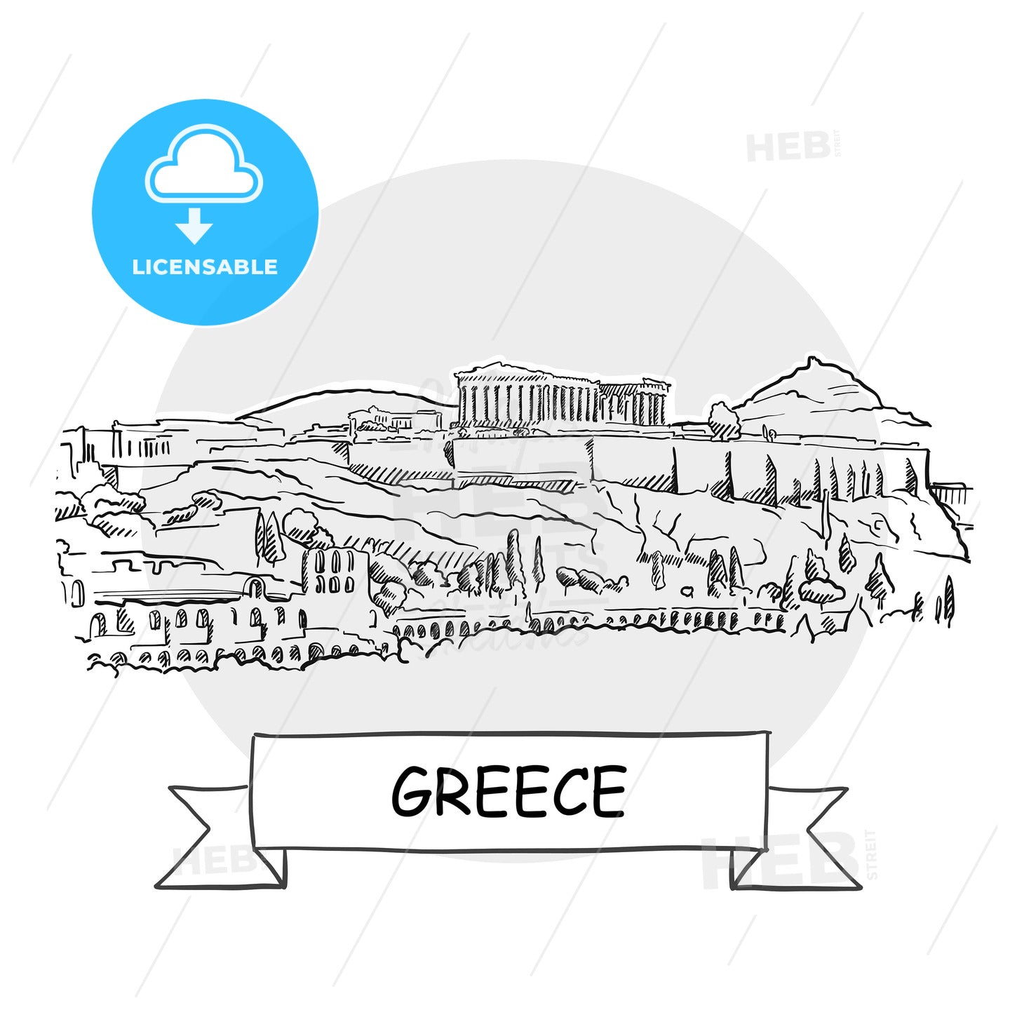 Greece hand-drawn urban vector sign – instant download