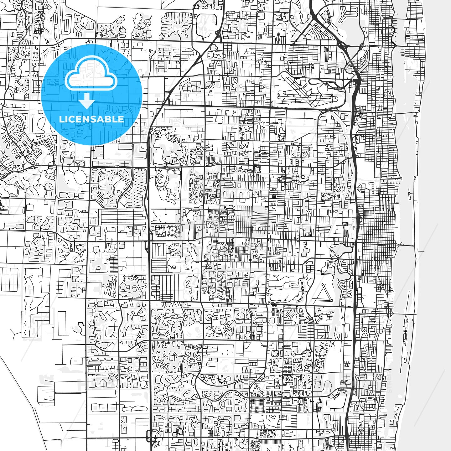 Greenacres, Florida - Area Map - Light
