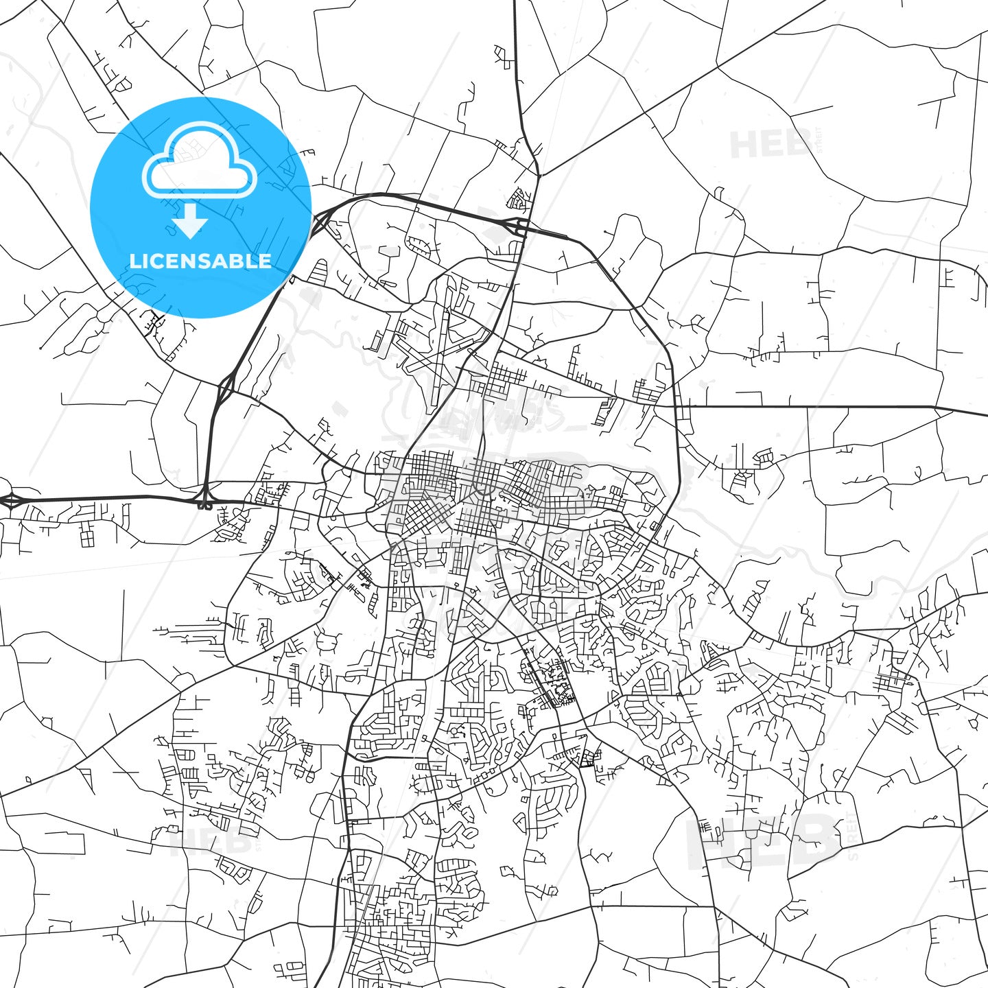 Greenville, North Carolina - Area Map - Light