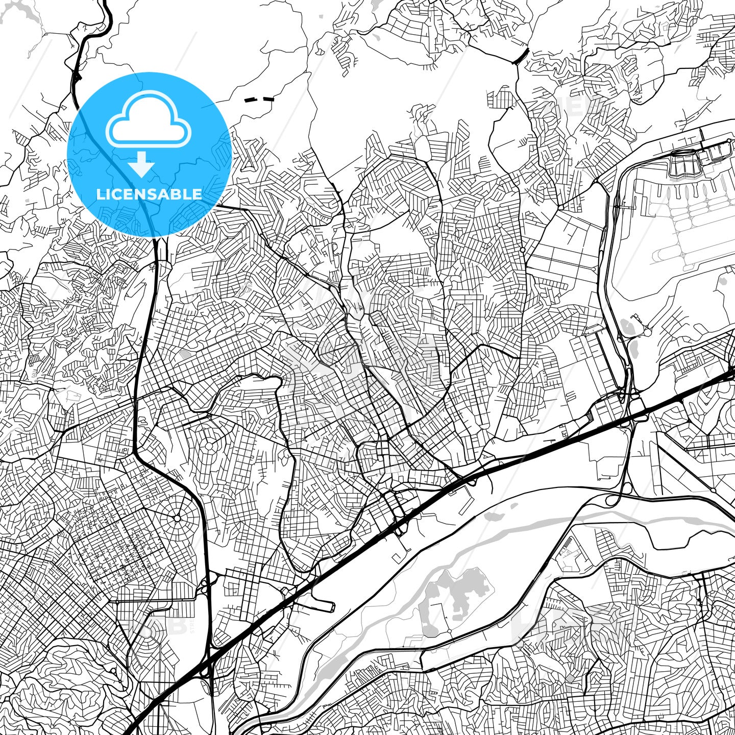 Guarulhos, São Paulo, downtown map, light