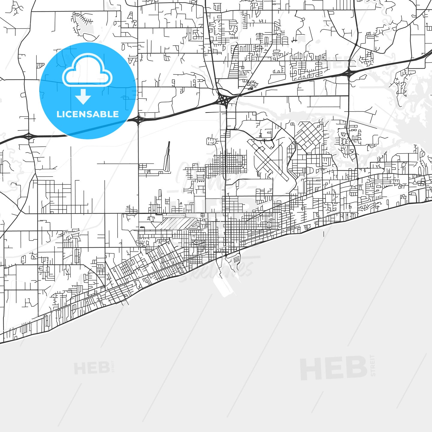 Gulfport, Mississippi - Area Map - Light