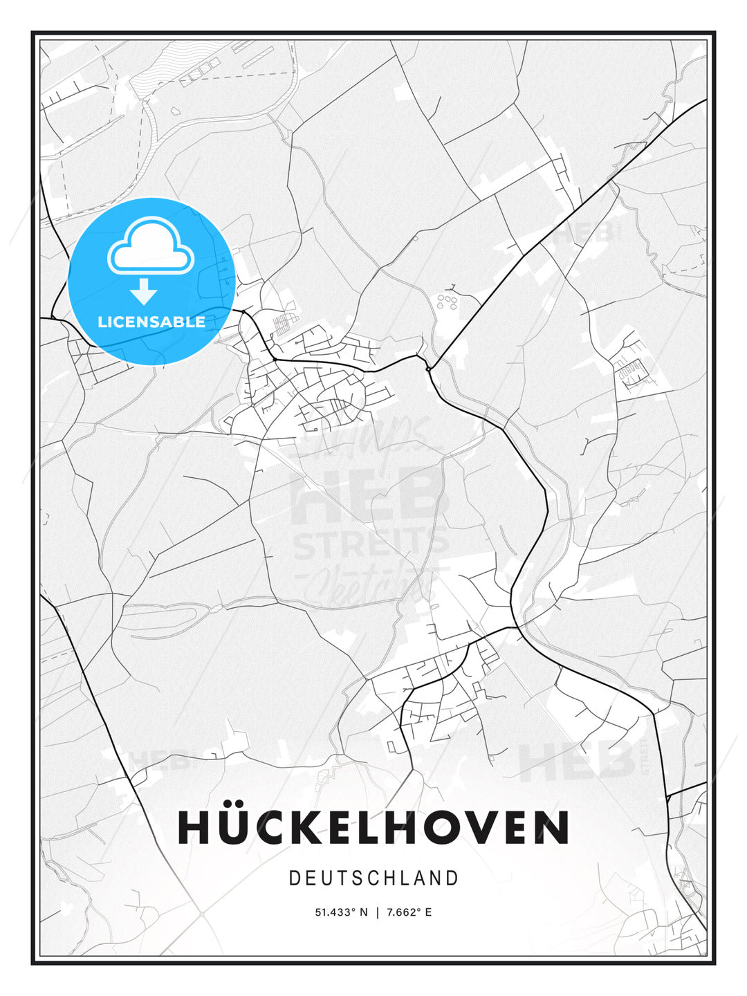 HÜCKELHOVEN / Huckelhoven, Germany, Modern Print Template in Various Formats - HEBSTREITS Sketches