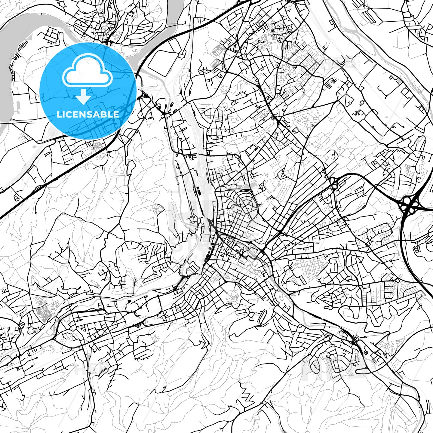 Hagen, Germany, Vector Map - Light